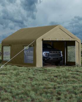 Gls-1220-ka Garveelife 12x20 Ft Portable Garage Car Port With 200 G Pe Tarp Cover Front And Rea
