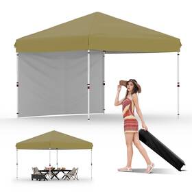 Guhqzs0 Garveelife 10x10 Pop Up Canopy With One Sidewalls - Easy Camping Tent Button