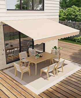 Gv-13ydaw-bg-2 Garveelife 13ft X10ft Manual Retractable Awning Waterproof Sun Shade Patio Beige