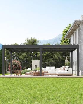 Lx-mp-1020 Garveelife Louvered Pergola 10 Ft X 20 Outdoor 10x20 Gray