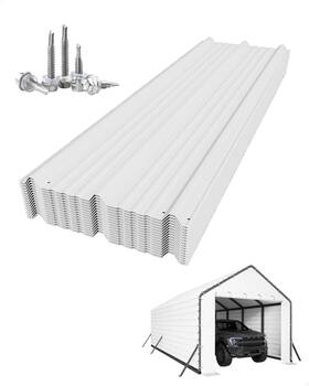 Mcapr-13wdl3g Garveelife Durable 27 Ga Galvanized Steel Carport Roofing Panels - 16 Pack