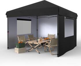 Uajscudwopzcnylhng2tzwjgc3 Garveelife 10x10 Pop Up Canopy 3 Sidewalls Easy Camping Tent One Button Black