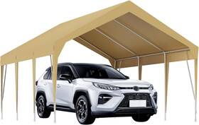 Wn-carport12x20-khakit145k Garveelife Carport 12ftx20ft Heavy Duty Car Canopy Uv Resistant Waterproof 12 20ft Khaki