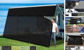 17ft3 Glamful 762668699247 Rv Awning Sun Shade Screen With Zipper 8ft X Inch 900d Oxford Cloth Vinyl