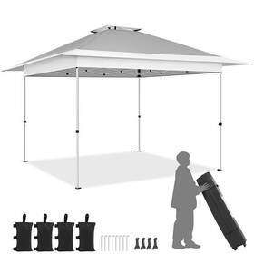Glac1n0001 Globalbid Pop-up Canopy With Overhang 13 Portable Outdoor Tent Sandbags And Rolling Bag