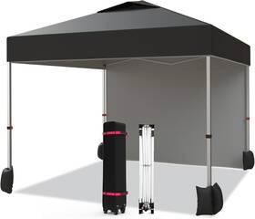 10x10cp1w Glowsol 10x10 Pop Up Canopy Tent 1 Removable Sidewall Instant Commercial Canopies Patio