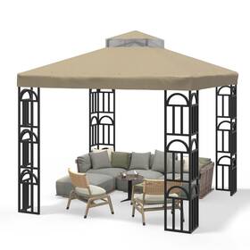 Go Beyond 658738775143 Gazebo 10x10 Canopy Replacement Top Double Tiered Covers With Air Vent