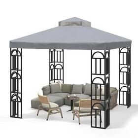 Go Beyond 658738775150 Gazebo 10x10 Canopy Replacement Top Double Tiered Covers Wit