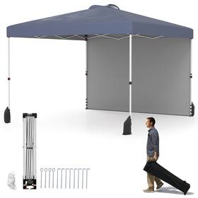 Hcst07323 Goplus 10 X Ft Pop Up Canopy Tent With 1 Sidewall Wheeled Bag 8 Stakes