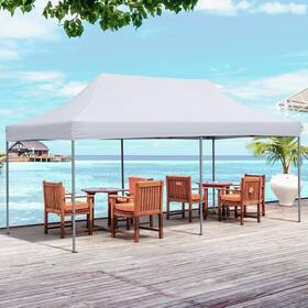 O659wha21985 Goplus 10ftx20ft Pop Up Canopy Tent Folding Heavy Duty Sun Shelter Adjustable With Bag White