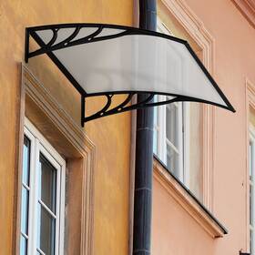 Op3125 Goplus 40 Inch X Window Awning Door Canopy Outdoor Polycarbonate Front Black