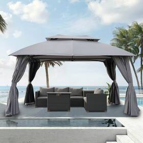 Grand Patio 611834518960 10x13 Gazebo Double Soft Top Canopy Anti-uv Shelter With Privacy