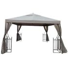 Great Deal Furniture Outdoor Patio Steel Canopy Gazebo W Taupe Net Drapery 637162138625