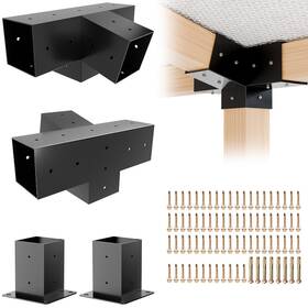 Grehitk 722891364664 Pergola Kit 4-way Brackets 1pc 15 75 2pc Post Base