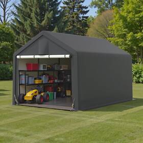Grezone 737547697935 Outdoor Storage Shed 10x15ft Portable Garage Car Bike Motorcycle Shelter