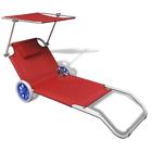 Gxk7660007270032tm Foldable Sunbed With Canopy And Wheels Aluminum Red