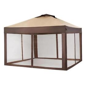 Cl121pa Hampton Bay Adjustable Patio Pop-up Canopy With Netting 11foot X Outdoor Brown