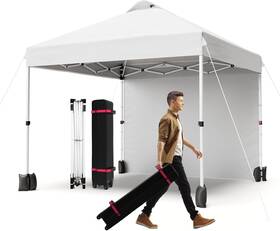 10x10canopy-1w-w Hipicute 10x10ft Pop Up Canopy Tent 1 Sidewall Portable Instant Commercial White