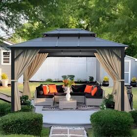 1vfmsyxuetjjwgkvio3gia3ggea5w Hipicute 10ft X 12ft Hardtop Gazebo Canopy Double Roof Netting Curtains Aluminum Frame