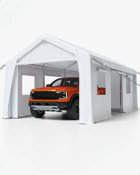 Dl-hipicute-cap-1320-whiten2g Hipicute 13ft X 20ftx 10ft Portable Garage Carport 180g Side Walls Front Rear Doors