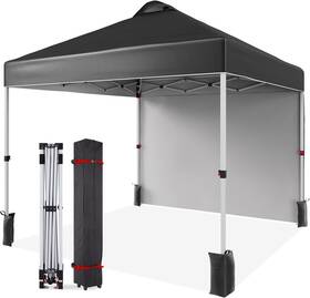 Cfsaeetkiklhxg0afn Hipicute Oxk1pxg 10x10ft Pop Up Canopy Tent 1 Sidewall Instant Portable Shelter Vented Roof Black