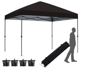 Hlong 784126915348 Pop Up Canopy Tent Outdoor Portable Easy 8x8 Black