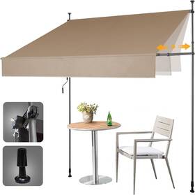 Homedemo 300481424068 Terrace Awnings Retractable Outdoor Polyester Height Adjustable
