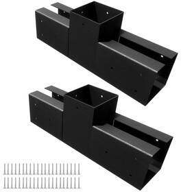 Homishare 732214785144 4 Inch X Pergola Brackets 2pcs Steel 3-way Flat Angle Corner Heavy Duty Black
