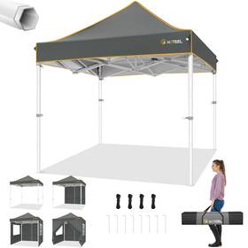 00223-gr Hoteel 6.6 X Pop Up Canopy Easy Heavy Duty With 4 Sidewalls Upgrade He