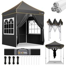1800-223 Hoteel 6.6x6.6 Pop Up Canopy Tent Heavy Duty With 4 Sidewalls Waterproof Party