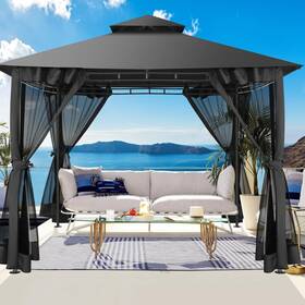 41-b-7-15 Hoteel 10x10ft Outdoor Gazebo Para Patio On Clearance With Netting Waterproof Canop