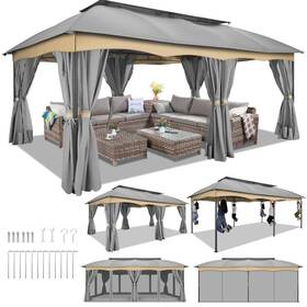 Hoteel 975383988648 Gazebo 12x20 Outdoor On Clearance With Double Ventilated Flat Roof P