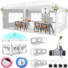 Hoteel 975405945482 10x20 Pop Up Canopy Tents For Parties Outdoor Tent With 6 Sidewalls And 8 Wind