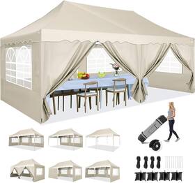 Hoteel 975405945543 10x20 Pop Up Canopy Tents For Parties Outdoor Tent With 6 Sidewalls And