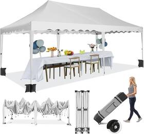 Hoteel 975405945567 10x20 Pop Up Canopy Tents For Parties Outdoor Tent With Wheeled Bag &