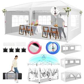 Hoteel 975466258682 10x20 Pop Up Canopy Tents For Parties With 6 Sidewalls And 8 Wind-resist