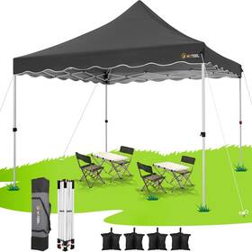 Hoteel 977520420523 Canopy Tent 10x10 Pop Up Easy Setup With Sandbags Stakes