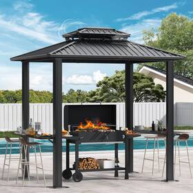 Hoteel 977520425689 6x8ft Hardtop Grill Gazebo Outdoor Patio Aluminum Frame Barbecue With