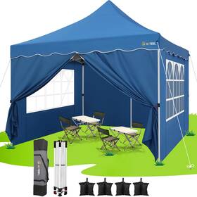 Hoteel 977520445502 Canopy Tent 10x10 Pop Up With 4 Removable Sidewalls Sandbags Stakes