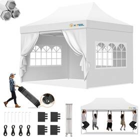 Spc000095 Hoteel 10x15 Pop Up Canopy Tent Heavy Duty With 4 Sidewalls Waterproof And Flame-resi