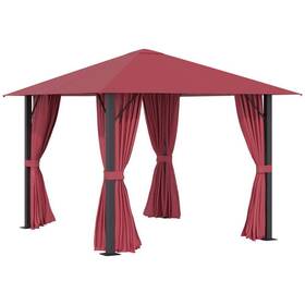 S-141445 Huluwat Outdoor Canopy 10ftx10ft Aluminum Frame Pu-coated Polyester Sidewalls Red