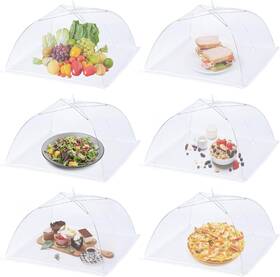 Husfunov 445055127129 6 Pack Large 17 Inch X17 Mesh Food Covers - White Pop-up Tent Umbrella