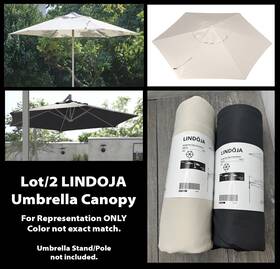 305.320.21 Ikea Lot/2 Lindoja Umbrella Canopy 118-18 Inch 300cm Lt Grey-beige / Anthracite