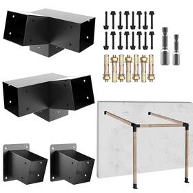 Iteve.gd Gd-hjc-346 Iteve.gd 30 Slanted Roof Pergola Brackets 3-way Kit 4p Black