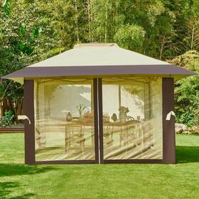 Wx110 Jearey 761016063969 Gazebos 156 Inch Lx156 H Portable Canopy Square Netting Patio Brown