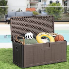 Db-100g Jocoevol Outdoor Storage Deck Box 100 Gallon Uv Resistant And Waterproof Brown