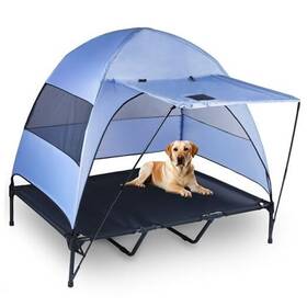 X9-tqv7-9flh Jomel Elevated Dog Bed With Removable Canopy Retractable Awning. Raised Large Grey