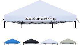 Joramoy 313046062032 10 Canopy Replacement Top Only Waterproof Pop Up Silver-coated White