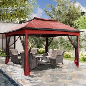 Js-gwc-j02-red Joyside Pop-up Gazebo 11 Ft. X Steel Frame With Mosquito Netting In Red