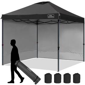 Kk-9595g-bk-sd Kampkeeper 10x10 Pop Up Canopy Tent With 2 Sidewalls Beach - Easy Outdoor